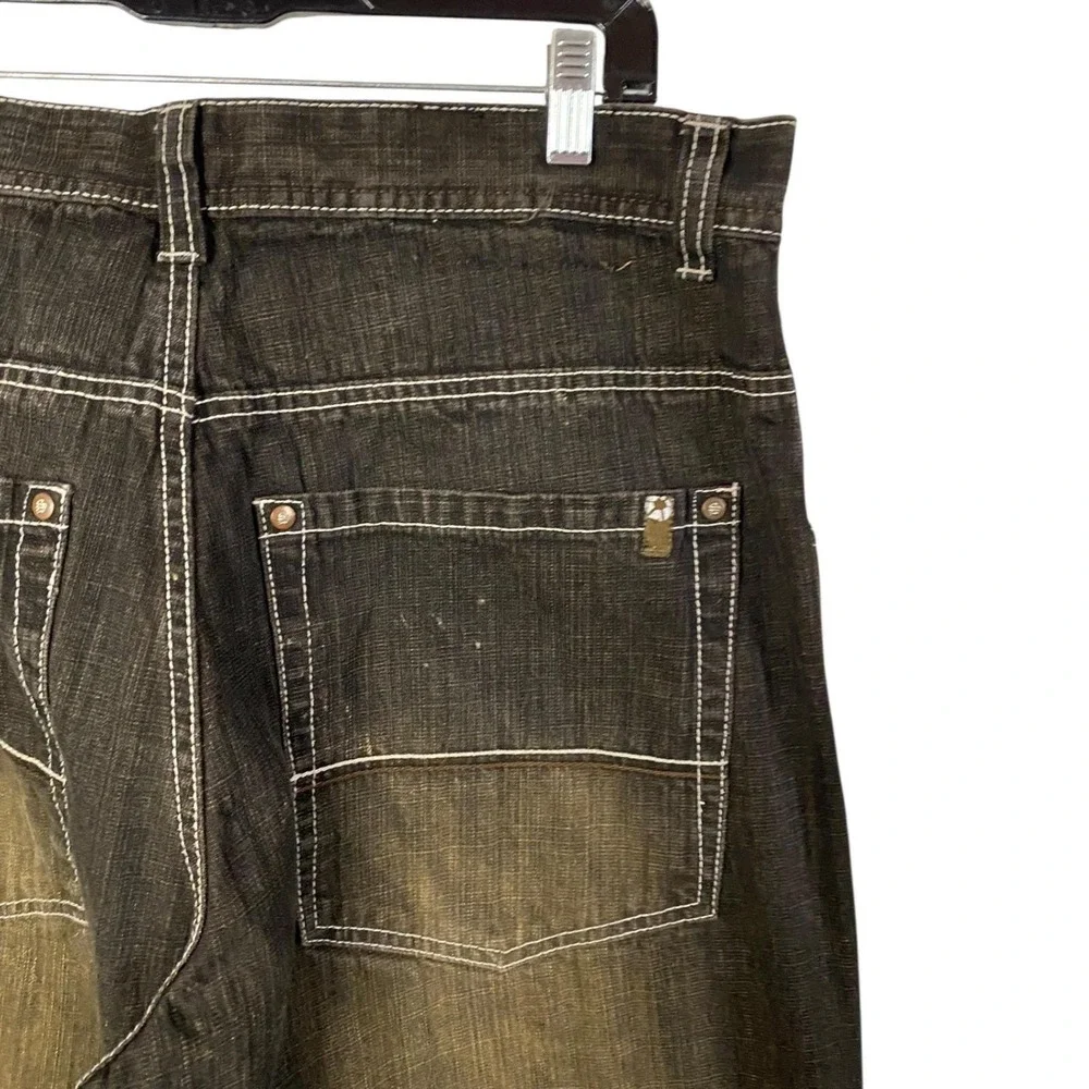Southpole Mens Baggy Jeans Black Distressed Contrast Stitch Y2K Size 38x29